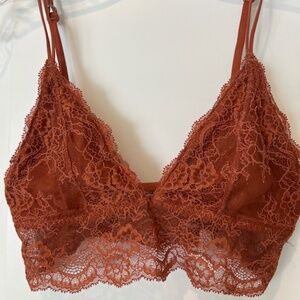 Abercrombie & Fitch Brown Lace Wireless Bralette SzS Fairy Cottagecore